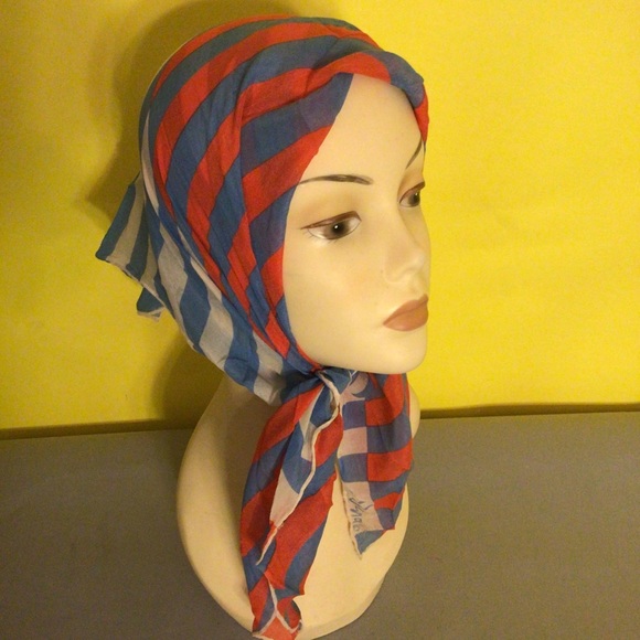 RARE Vintage Vera Neumann 100% Silk Striped Scarf - Picture 1 of 9